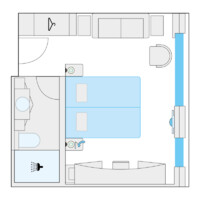 2-Bett-Juniorsuite mit französischem Balkon 21 E m² 2-Bett-Juniorsuite mit französischem Balkon 21 E m²