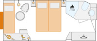 2-Bett-Außenkabine mit Fenster und Zusatzbett 15.5 A3 m² 2-Bett-Außenkabine mit Fenster und Zusatzbett 15.5 A3 m²