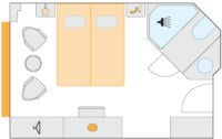 2-Bett-Außenkabine mit französischem Balkon 16 C m² 2-Bett-Außenkabine mit französischem Balkon 16 C m²