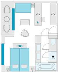 2-Bett-Balkonsuite mit französischem Balkon 29 F m² 2-Bett-Balkonsuite mit französischem Balkon 29 F m²